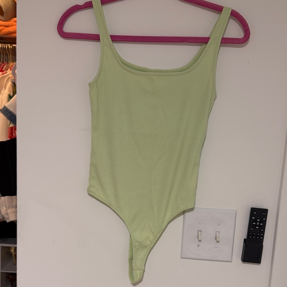 bp Light Green Ribbed Tank Bodysuit